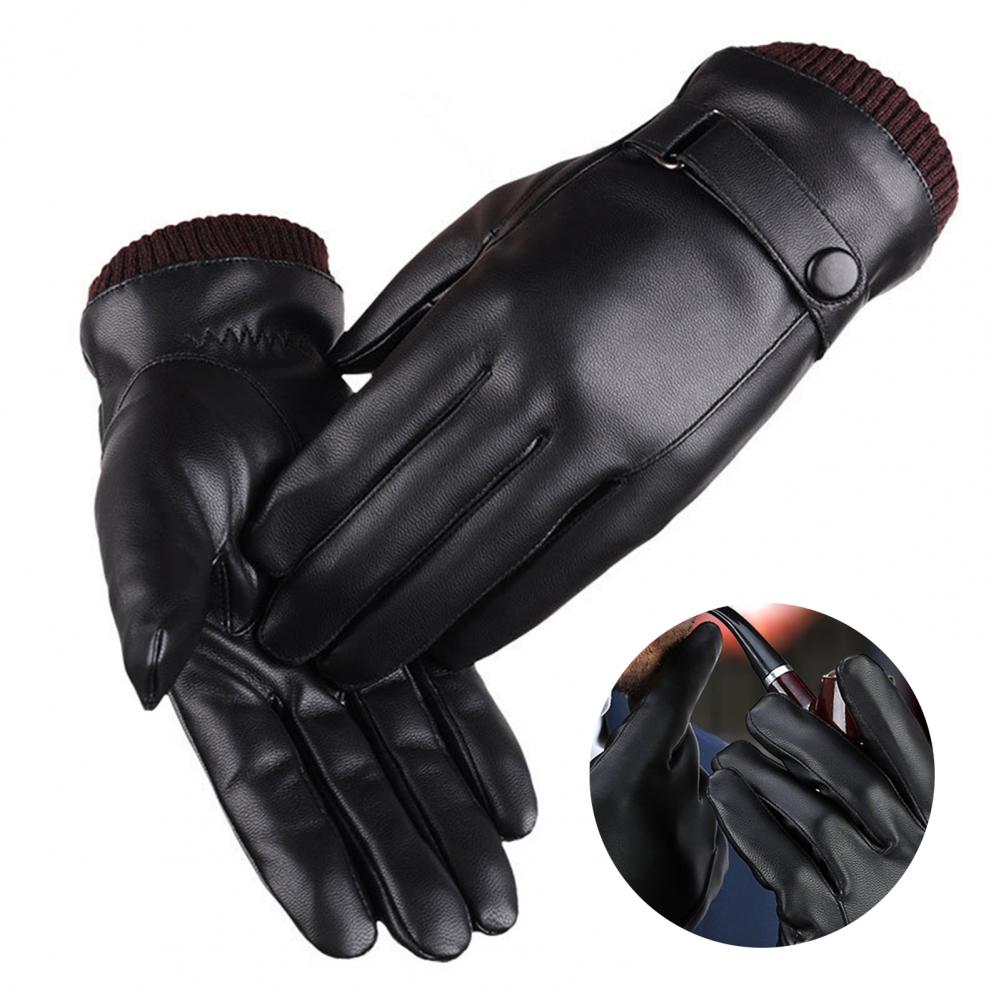 Winter Glove Insulated - Kunstleder-Vollfingerhandschuhe mit Touchscreen-Funktion, Winter-Outdoor-Handschuhe, warm, wasserdicht,