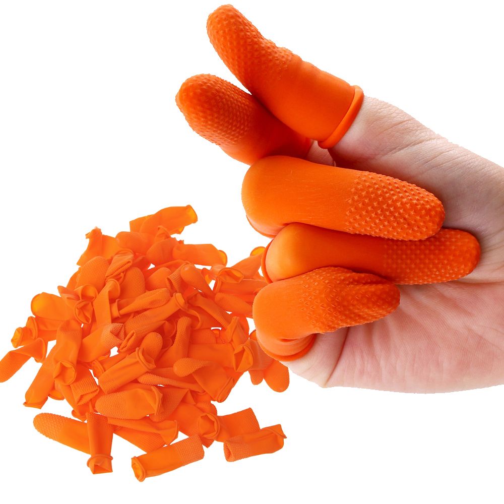 Rubber Glove Cleaning - 100 Stück Reinigungszubehör Naturlatex Fingerschutz Orange
