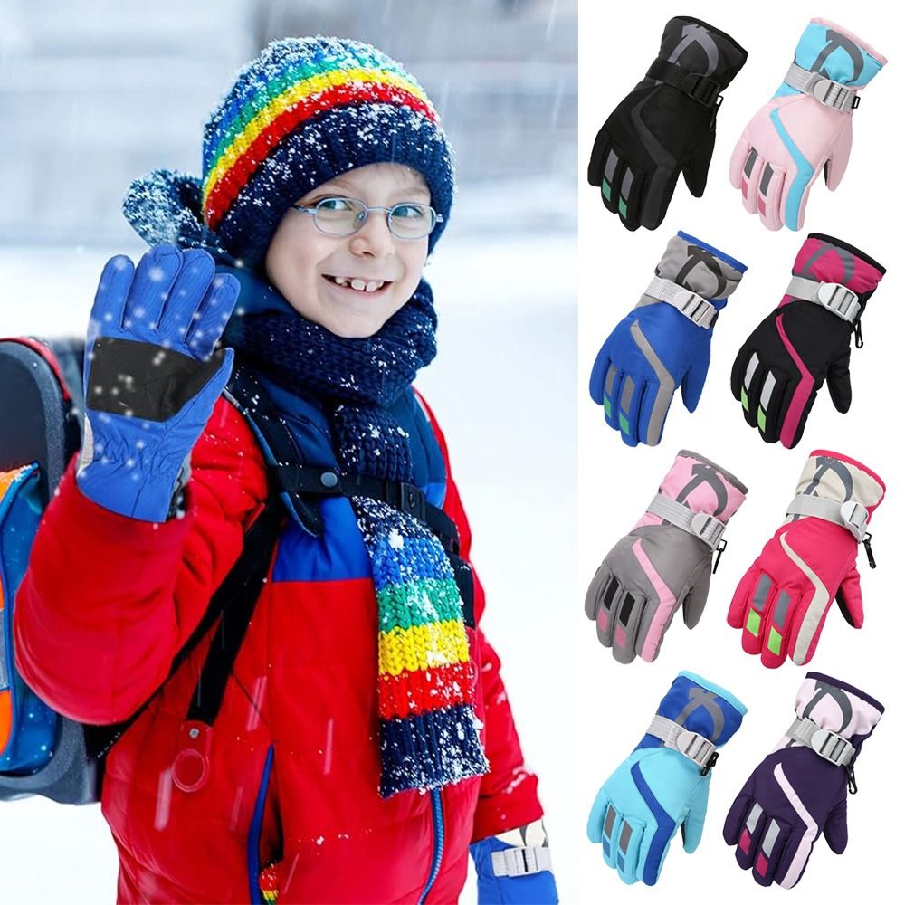 Ski Glove Waterproof - Niedliche winddichte Kinder-Skihandschuhe, rutschfeste, wasserdichte Fäustlinge,