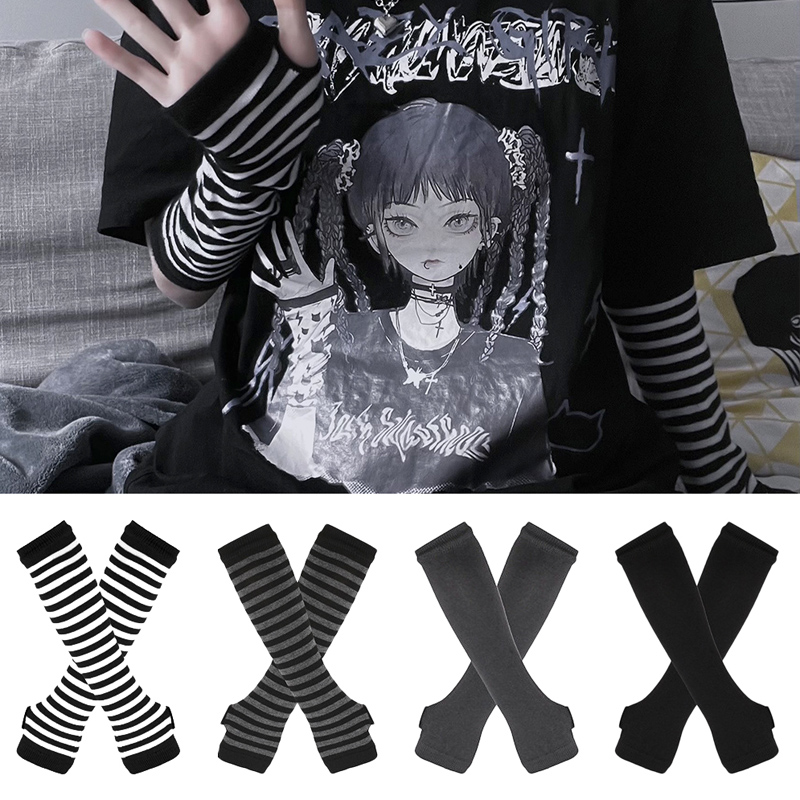 Frauen Langarm Gothic Gestreif – Fingerless Glove Knit Bewertung und Preis